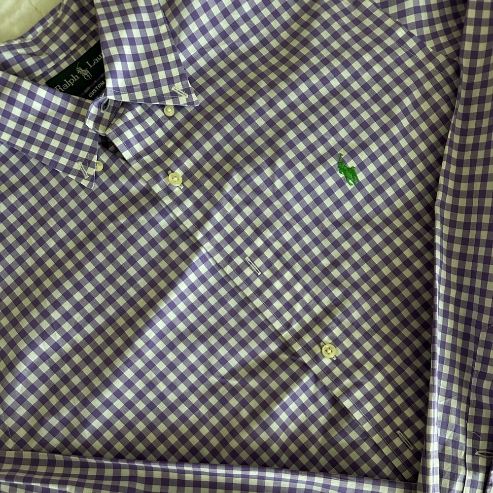 Ralph Lauren long sleeve button down purple gingham size larger